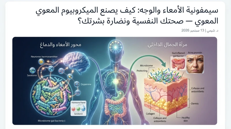 سيمفونية الأمعاء والوجه: كيف يصنع الميكروبيوم المعوي صحتك النفسية ونضارة بشرتك؟