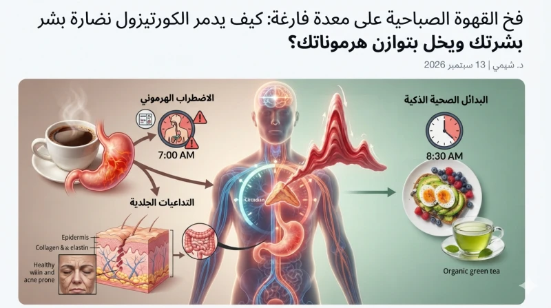 فخ القهوة الصباحية على معدة فارغة: كيف يدمر الكورتيزول نضارة بشرتك ويخل بتوازن هرموناتك؟