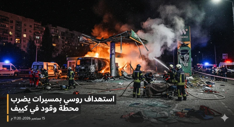 استهداف روسي بمسيرات يضرب محطة وقود في كييف ويخلف قتلى
