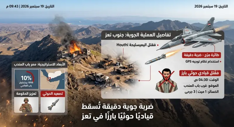 ضربة جوية يدوية تُسقط قياديًا حوثيًا بارزًا في تعز: التفاصيل الكاملة