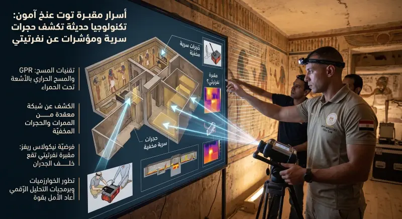 أسرار مقبرة توت عنخ آمون: تكنولوجيا حديثة تكشف حجرات سرية ومؤشرات عن نفرتيتي