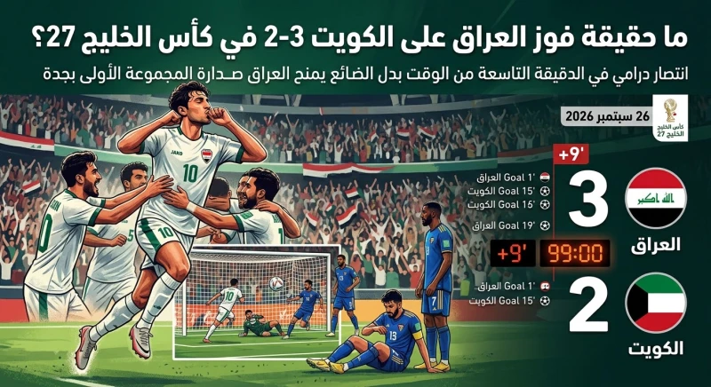 ما حقيقة فوز العراق على الكويت 3-2 في كأس الخليج 27؟ التفاصيل الكاملة