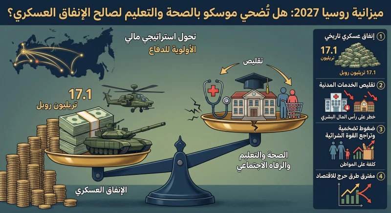 ميزانية روسيا 2027: هل تُضحي موسكو بالصحة والتعليم لصالح الإنفاق العسكري؟