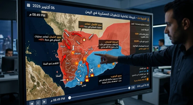 ما حقيقة الخريطة التفاعلية التي تكشف التطورات العسكرية المتسارعة في اليمن؟