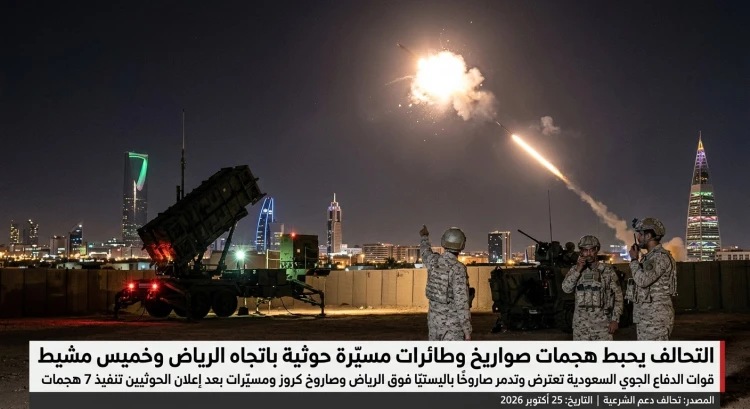 بعد إعلان الحوثيين تنفيذ 7 هجمات.. التحالف يحبط صواريخ ومسيّرات بالسعودية